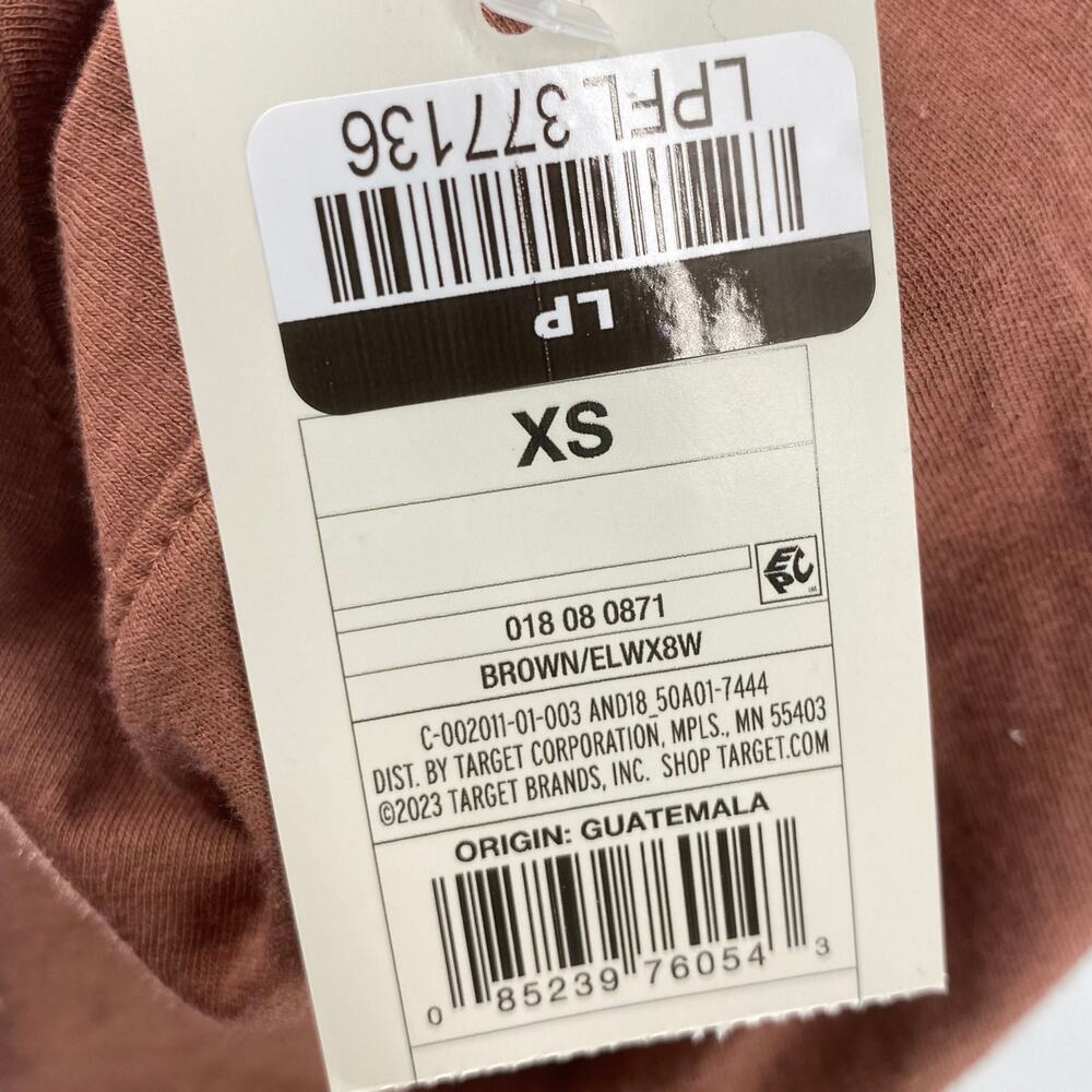 NEW A NEW DAY Faux Wrap Front Cap Sleeve T Shirt Size XS (Runs Like Small) Brown - Picture 4 of 6